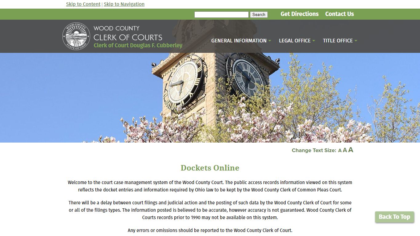 Dockets Online - Wood County, Ohio